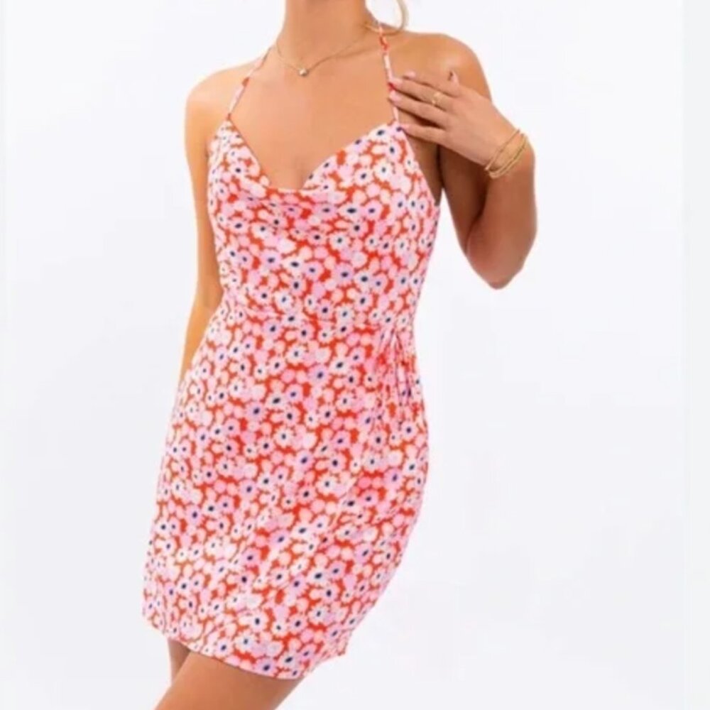 Le Lis floral mini halter dress